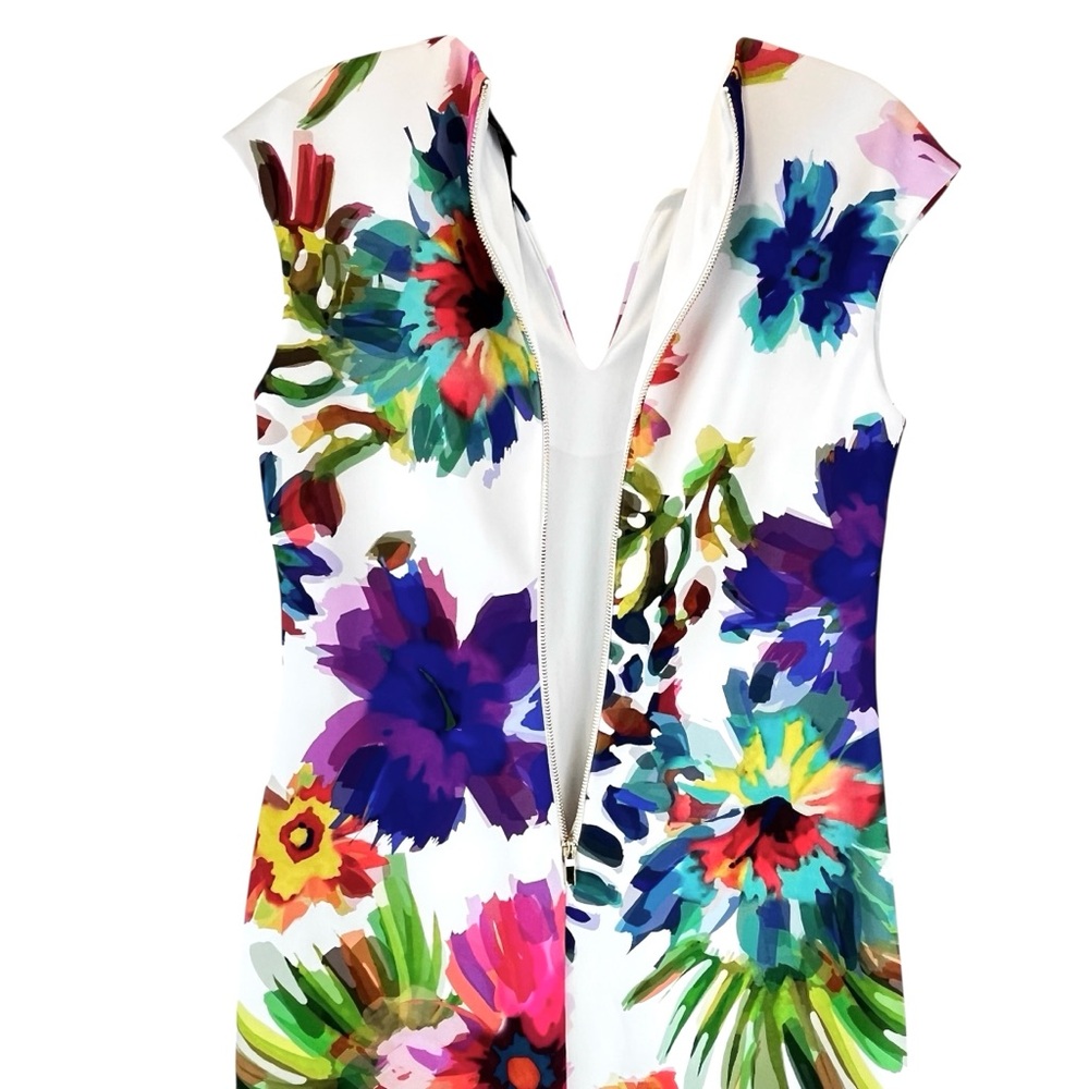Frank Lyman Design Watercolor Floral Sleeveless Sheath Dress Midi Sz 12 - Picture 6 of 8